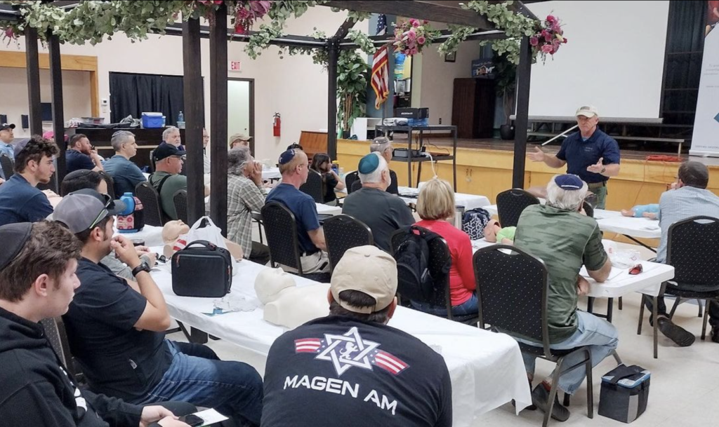 A group lecture indoors.